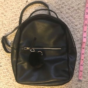 Basic Black Pom Pom Backpack